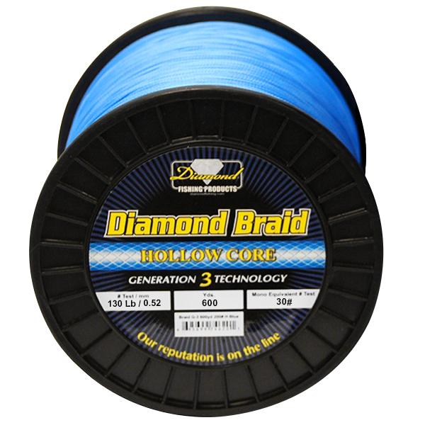 Momoi Diamond Braid Generation III Hollow Core, 130lb, 600yd, Blue