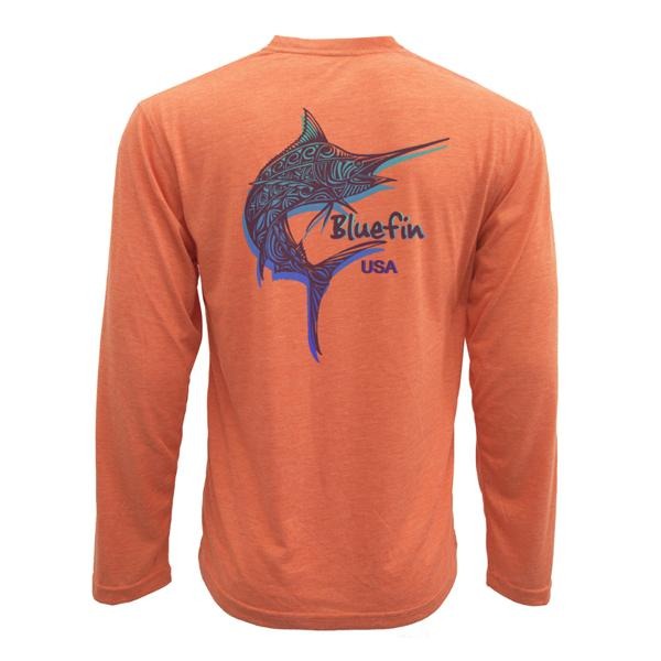 Bluefin USA Graphic Marlin Orange Long Sleeve Tech Sun Shirt