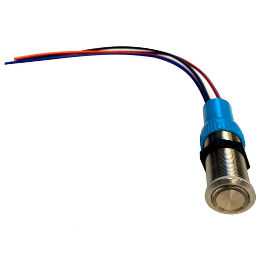 Bluewater 19mm Push Button Switch - Off/On Contact - Blue/Red LED - 1' Lead [9057-1113-1]