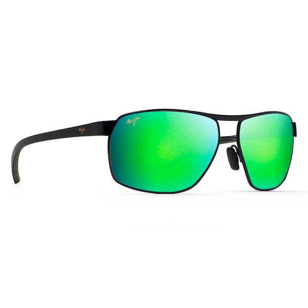 Maui Jim The Bird Black with Black and Khaki Temples - MAUIGreen Sunglasses - Bulluna.com