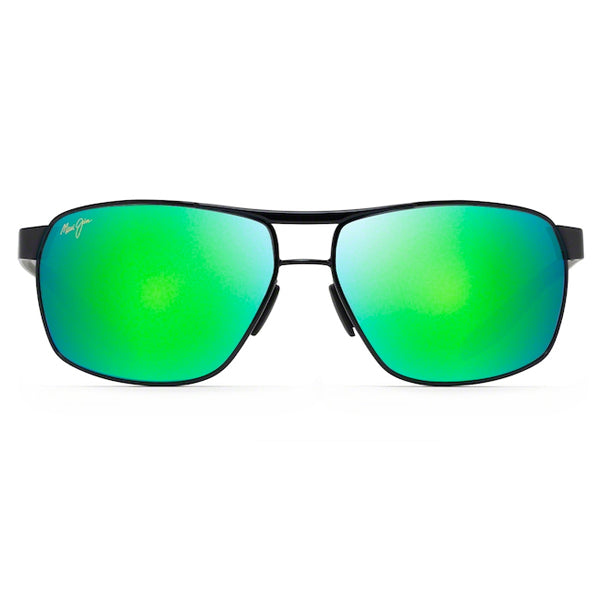 Maui Jim The Bird Black with Black and Khaki Temples - MAUIGreen Sunglasses - Bulluna.com