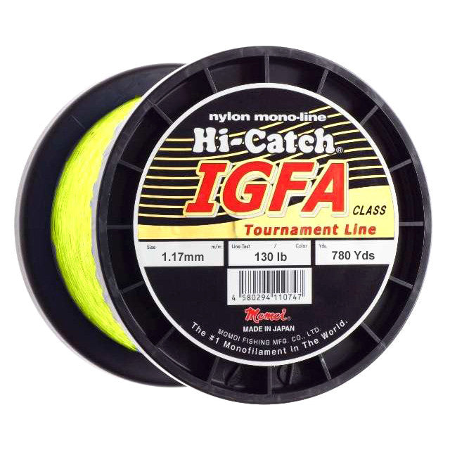 Momoi Hi-Catch I.G.F.A. Nylon Monofilament Line 130 Pounds 780 Yards - Fluorescent Yellow - Bulluna.com