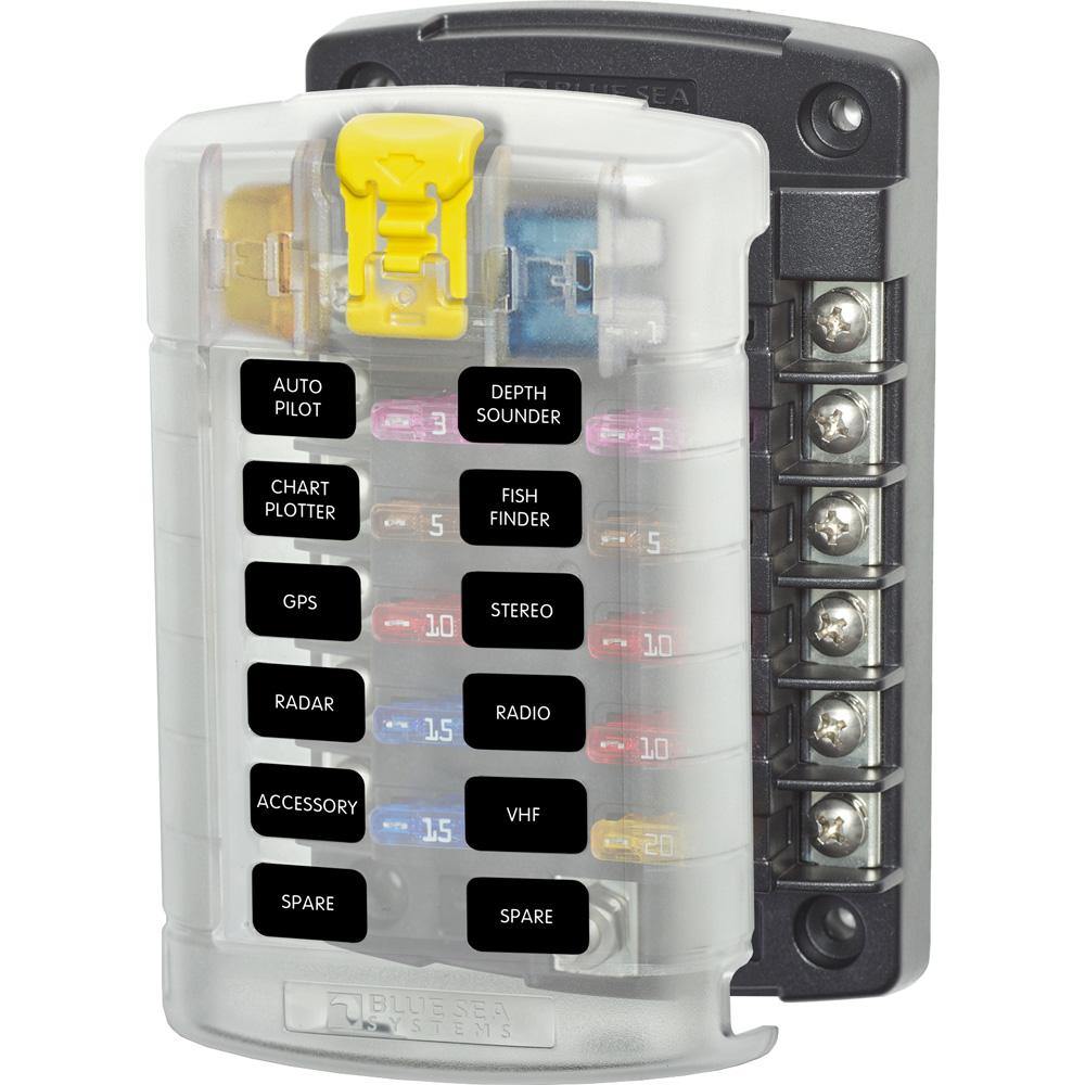 Blue Sea 5029 ST Blade Fuse Block w/Cover - 12 Circuit w/o Negative Bus [5029] - Bulluna.com