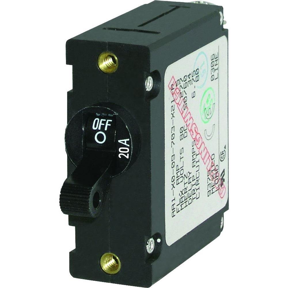 Blue Sea 7212 AC / DC Single Pole Magnetic World Circuit Breaker  -  20 Amp [7212] - Bulluna.com