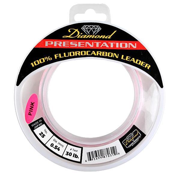 Momoi Diamond Fluorocarbon "Presentation" Leader - 30 Pounds 25 Yards - Pink - Bulluna.com