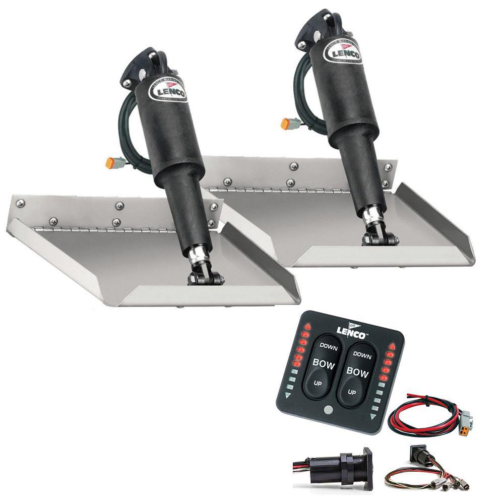 Lenco 9" x 9" Edgemount Trim Tab Kit w/LED Indicator Switch Kit 12V [TT9X9EI] - Bulluna.com