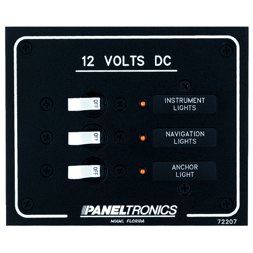 Paneltronics Standard DC 3 Position Breaker Panel w/LEDs [9972207B] - Bulluna.com