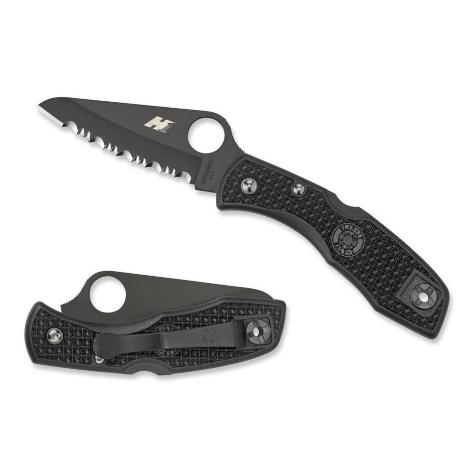 Spyderco Salt 1 Black Blade Knife - Serrated Edge - Bulluna.com