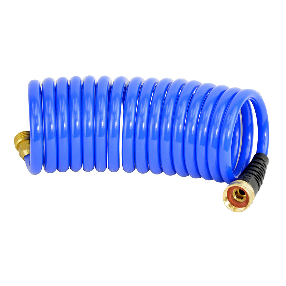 HoseCoil 15' Blue Self Coiling Hose w/Flex Relief [HS1500HP] - Bulluna.com