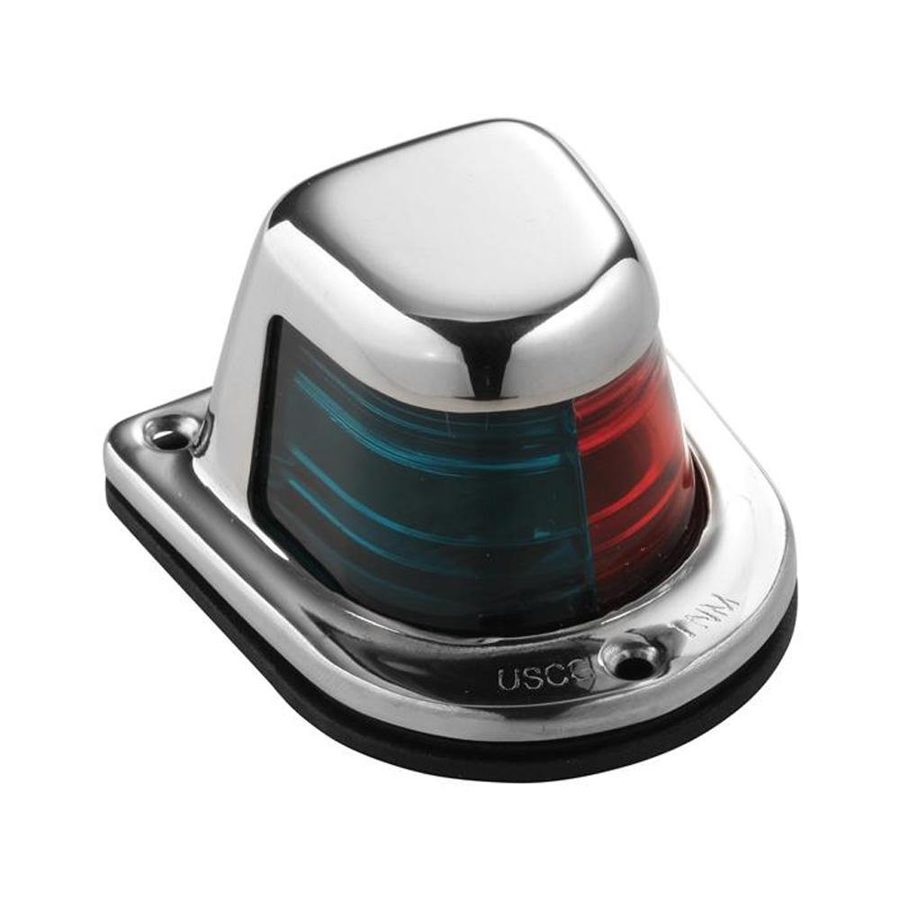 Attwood 1-Mile Deck Mount, Bi-Color Red/Green Combo Sidelight - 12V - Stainless Steel Housing [66318-7] - Bulluna.com