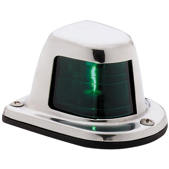 Attwood 1-Mile Deck Mount, Green Sidelight - 12V - Stainless Steel Housing [66319G7] - Bulluna.com