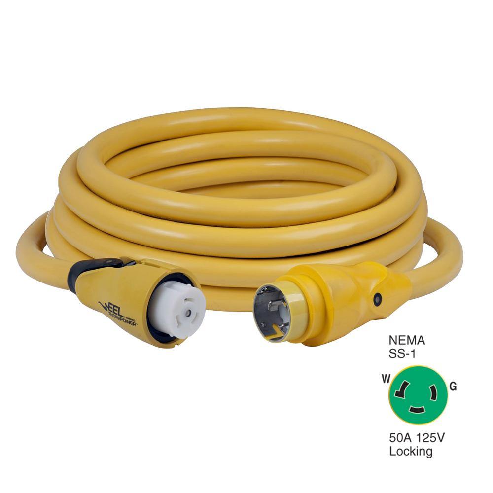 Marinco CS503-25 EEL 50A 125V Shore Power Cordset - 25' - Yellow [CS503-25] - Bulluna.com