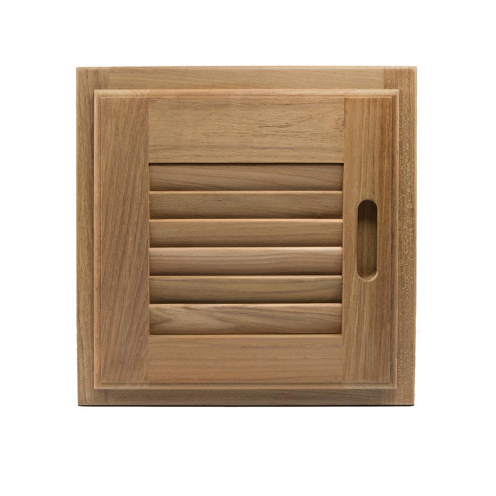 Whitecap Teak Louvered Door & Frame - Right Hand - 12" x 12" [60720] - Bulluna.com