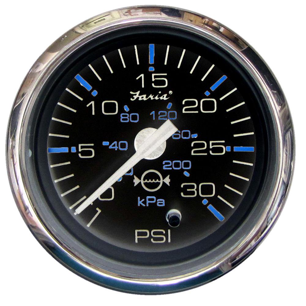 Faria Chesapeake Black 2" Water Pressure Gauge (30 PSI) [13712] - Bulluna.com