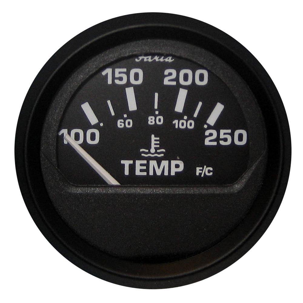 Faria Euro Black 2" Water Temperature Gauge (100-250 DegreeF) [12812] - Bulluna.com