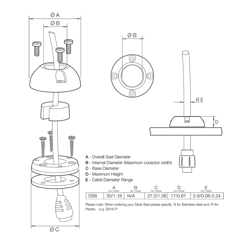 Scanstrut DS6-P Vertical Cable Seal [DS6-P]