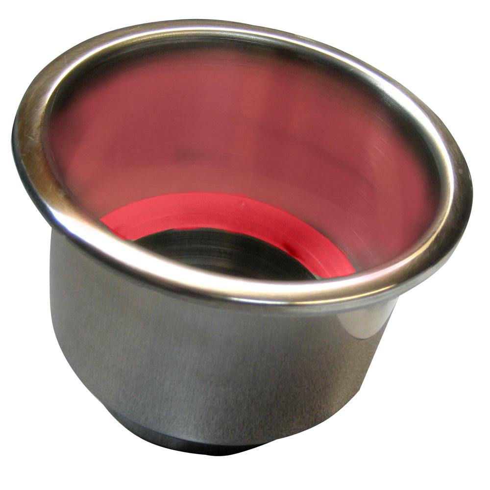 Whitecap Flush Mount Cup Holder w/Red LED Light - Stainless Steel [S-3511RC] - Bulluna.com