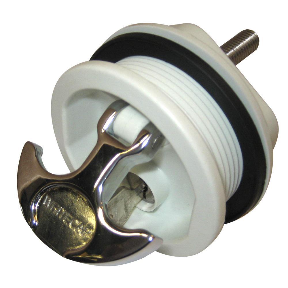 Whitecap T-Handle Latch - Chrome Plated Zamac/White Nylon - Locking - Freshwater Use Only [S-226WC] - Bulluna.com