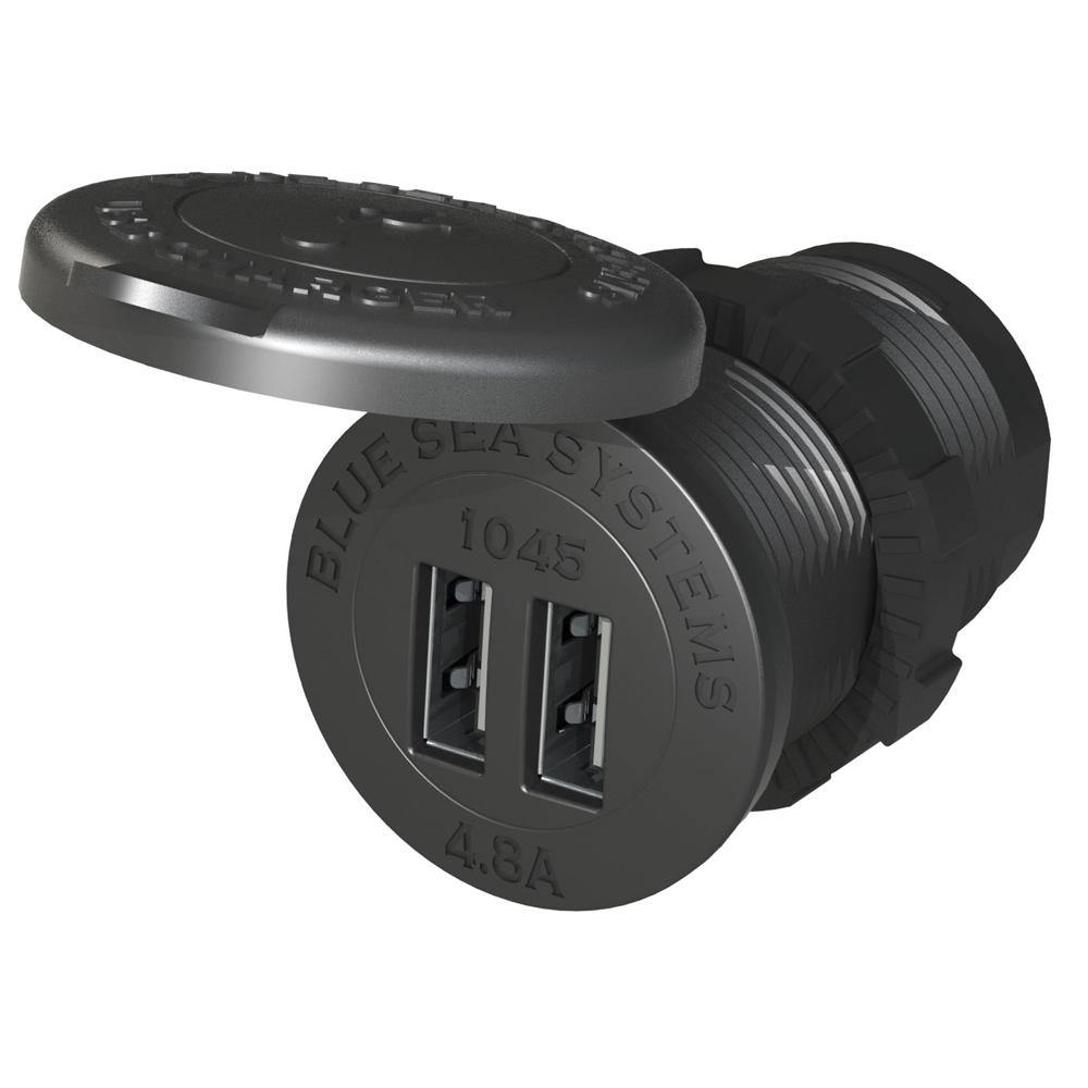 Blue Sea 1045 12/24V Dual USB Charger - 1-1/8" Socket Mount [1045] - Bulluna.com