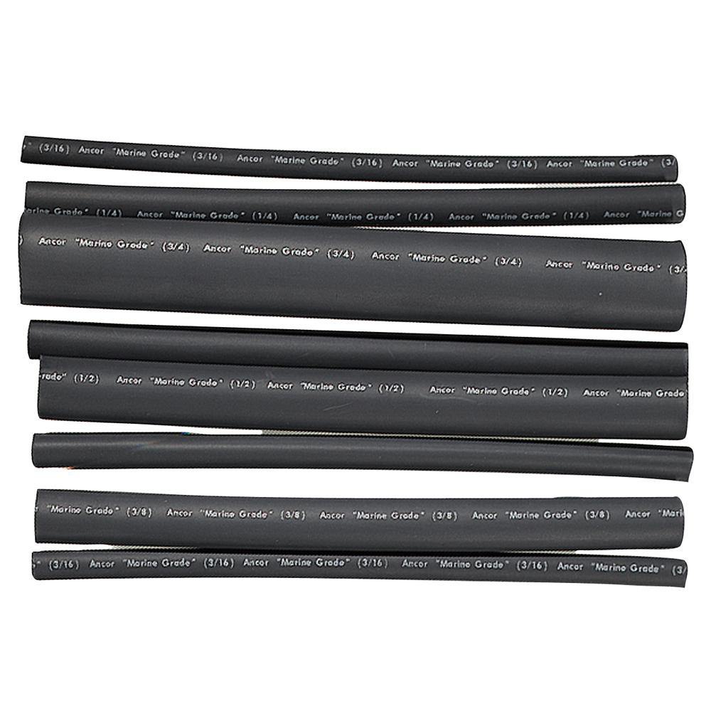 Ancor Adhesive Lined Heat Shrink Tubing - Assorted 8-Pack, 6", 20-2/0 AWG, Black [301506] - Bulluna.com