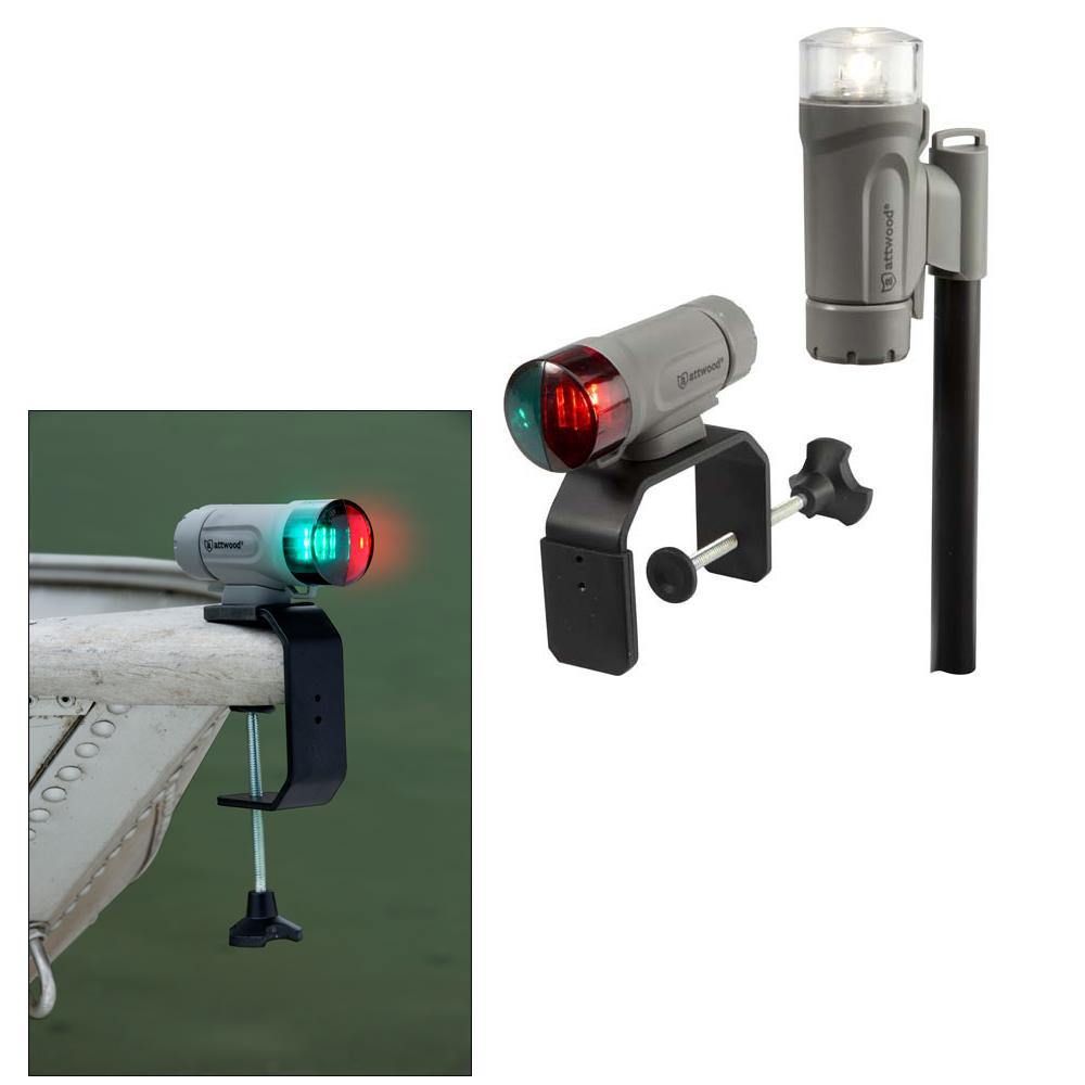 Attwood PaddleSport Portable Navigation Light Kit - C-Clamp, Screw Down or Adhesive Pad - Gray [14194-7] - Bulluna.com