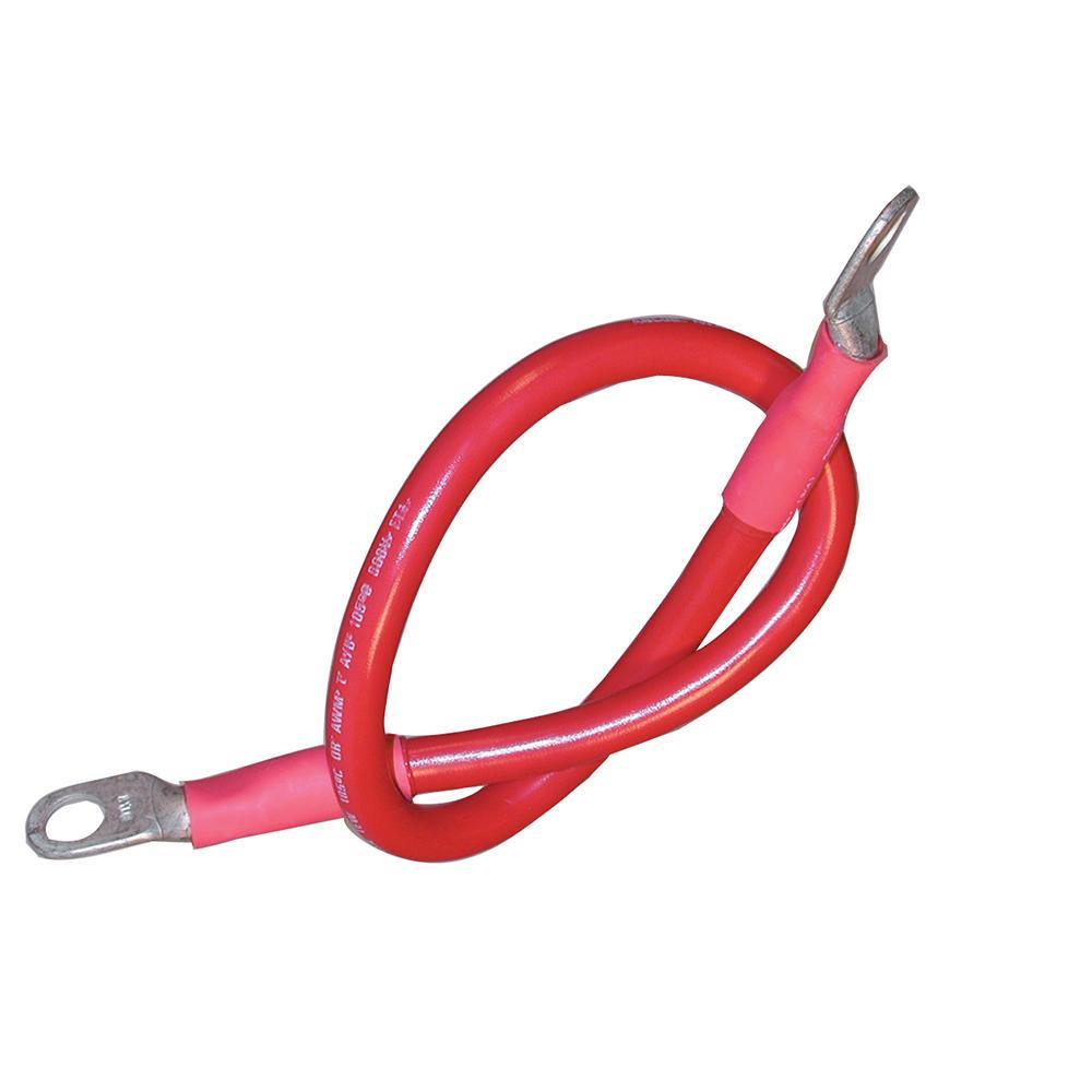 Ancor Battery Cable Assembly, 4 AWG (21mm) Wire, 3/8" (9.5mm) Stud, Red - 18" (45.7cm) [189131] - Bulluna.com