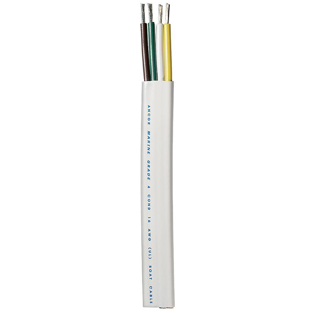 Ancor Trailer Cable - 16/4 AWG - Yellow/White/Green/Brown - Flat - 100' [154010] - Bulluna.com