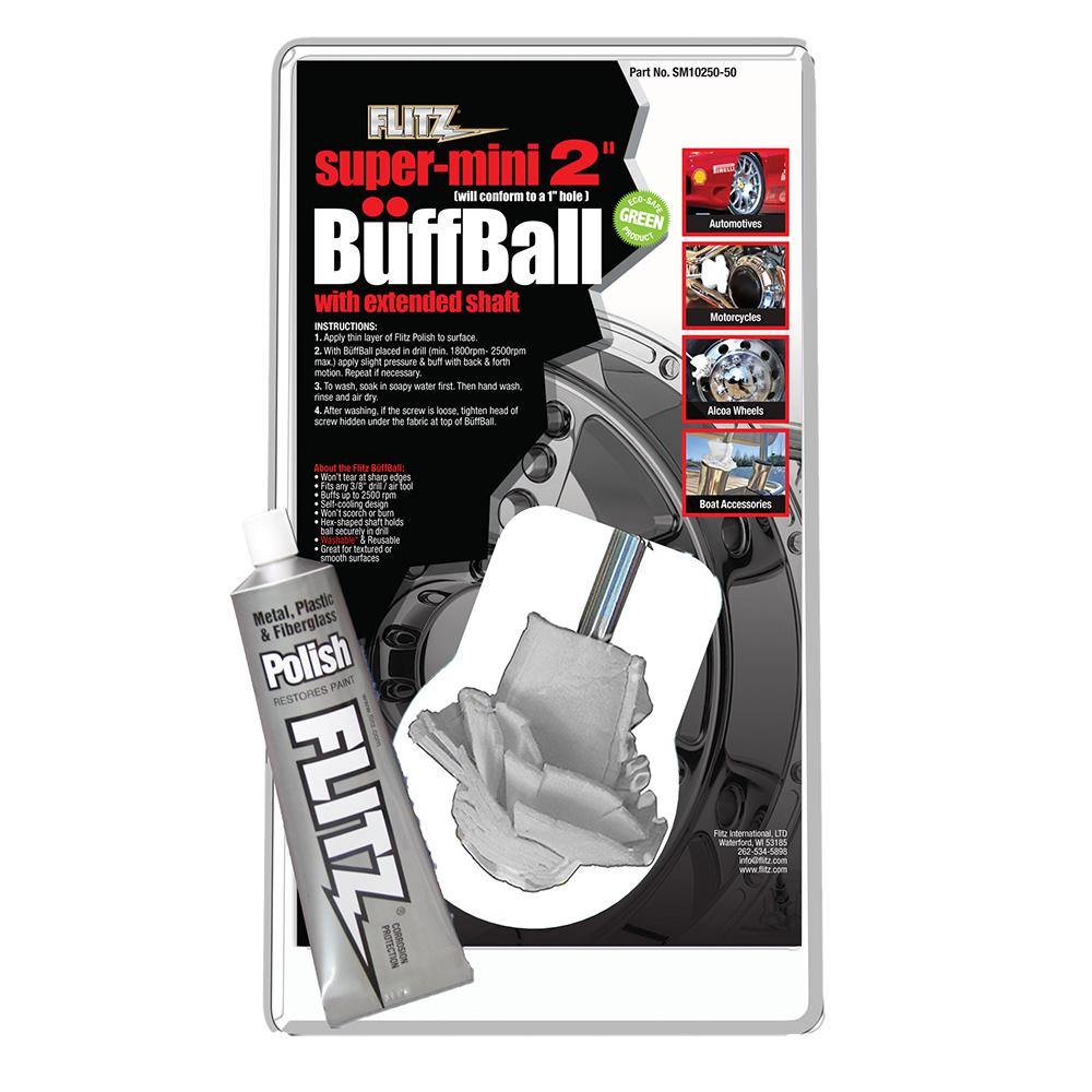 Flitz Buff Ball - Super Mini 2" - White w/1.76oz Tube Flitz Polish [SM 10250-50] - Bulluna.com