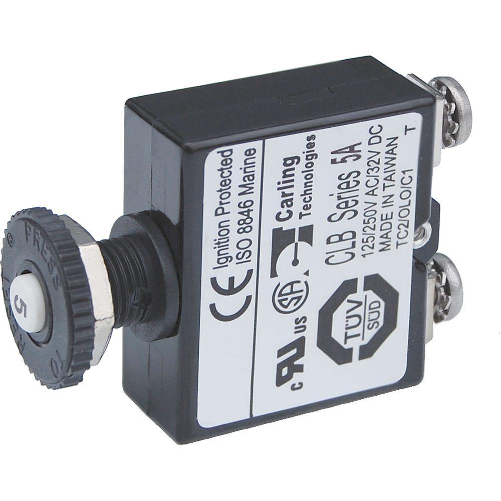 Blue Sea Push Button Reset Only Screw Terminal Circuit Breaker - 5 Amps [2130] - Bulluna.com