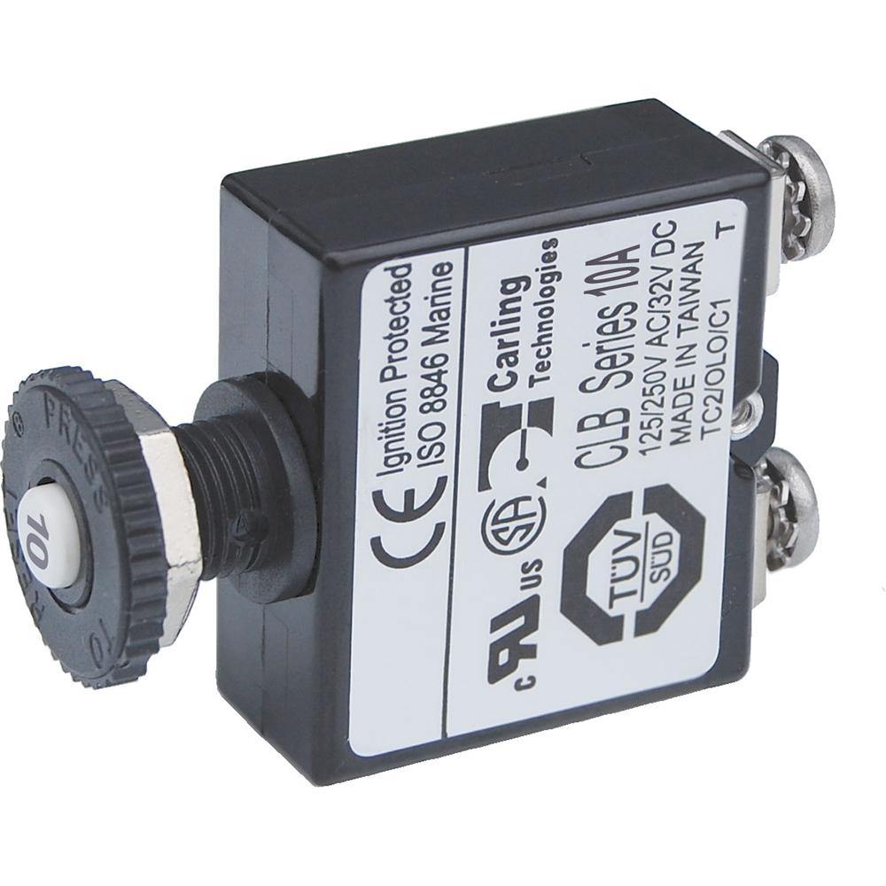 Blue Sea Push Button Reset Only Screw Terminal Circuit Breaker - 10 Amps [2132] - Bulluna.com