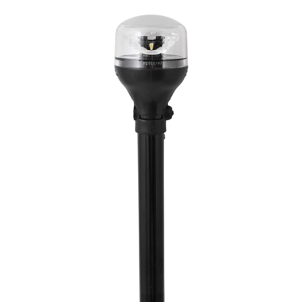 Attwood LightArmor All-Around Light - 12" Black Pole - Black Horizontal Composite Base w/Adapter [5558-P12A7] - Bulluna.com