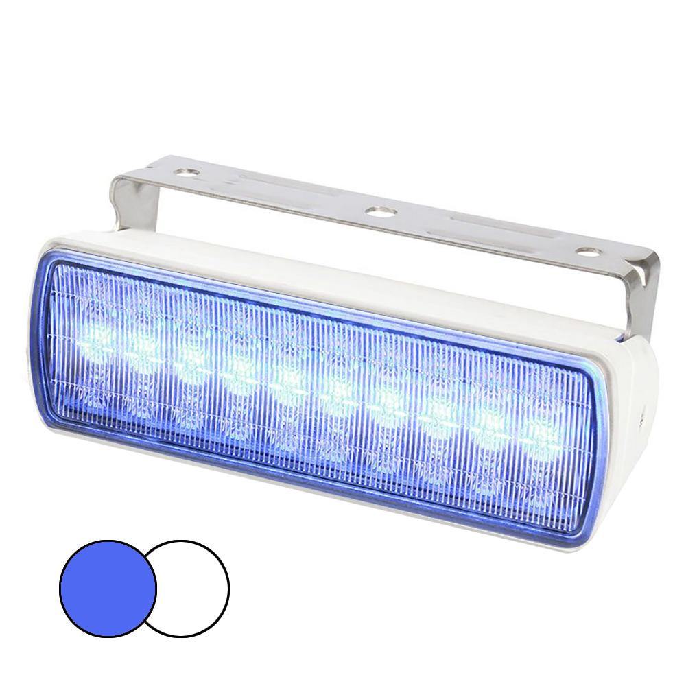 Hella Marine Sea Hawk XL Dual Color LED FloodLights - Blue/White LED - White Housing [980950071] - Bulluna.com