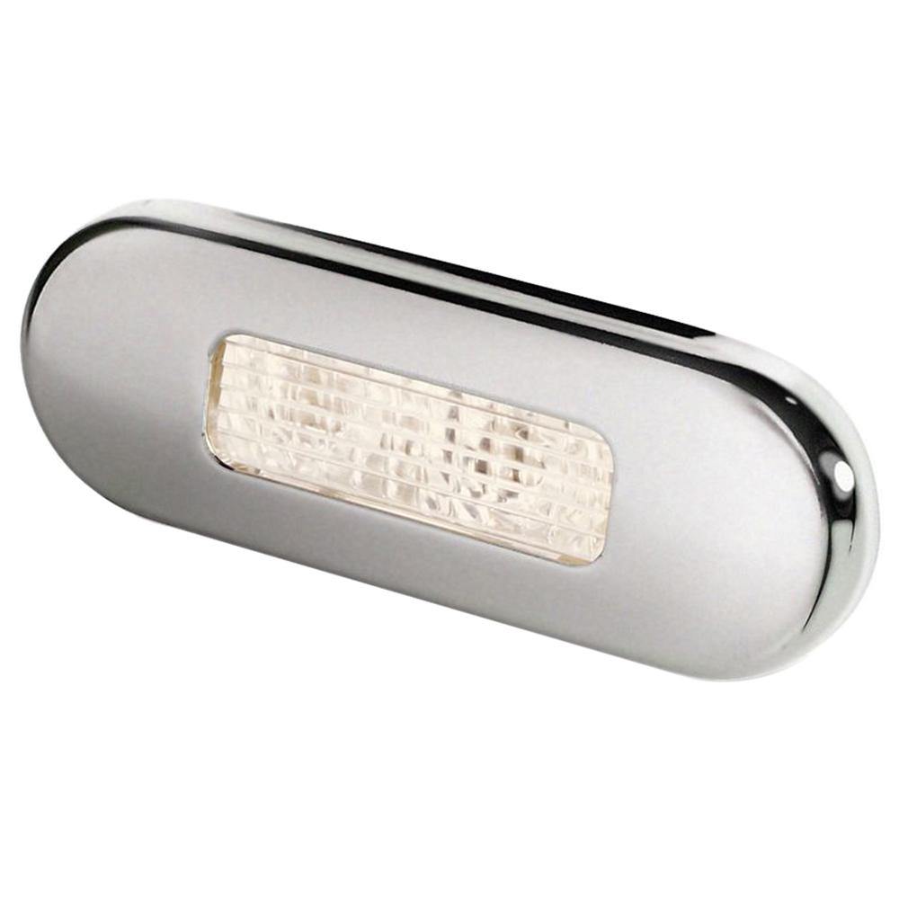 Hella Marine Surface Mount Oblong LED Courtesy Lamp - Warm White LED - Stainless Steel Bezel [980869401] - Bulluna.com