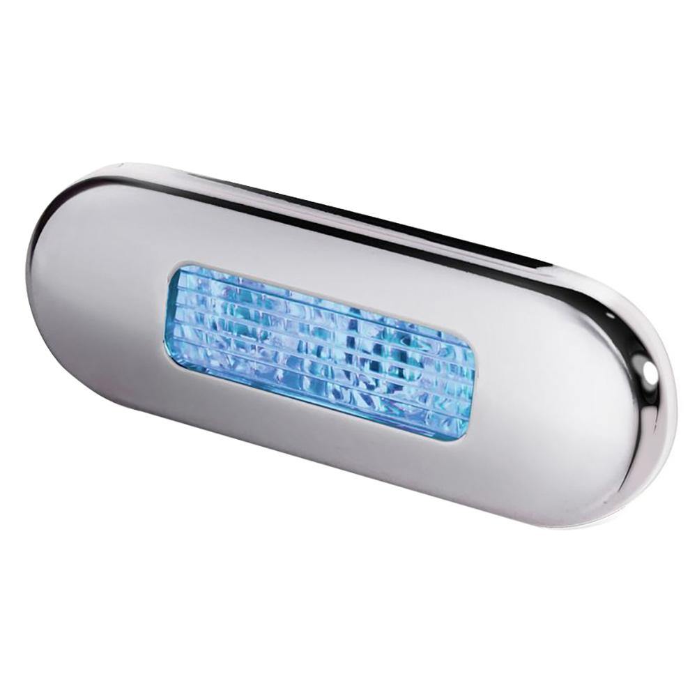 Hella Marine Surface Mount Oblong LED Courtesy Lamp - Blue LED - Stainless Steel Bezel [980869601] - Bulluna.com