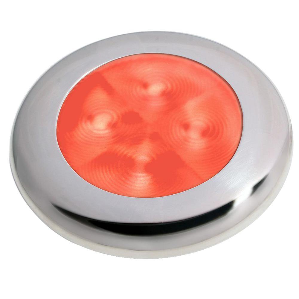 Hella Marine Slim Line LED 'Enhanced Brightness' Round Courtesy Lamp - Red LED - Stainless Steel Bezel - 12V [980507221] - Bulluna.com