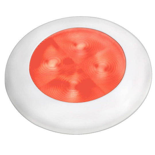 Hella Marine Slim Line LED 'Enhanced Brightness' Round Courtesy Lamp - Red LED - White Plastic Bezel - 12V [980507241] - Bulluna.com