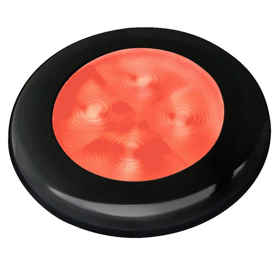 Hella Marine Slim Line LED 'Enhanced Brightness' Round Courtesy Lamp - Red LED - Black Plastic Bezel - 12V [980507251] - Bulluna.com