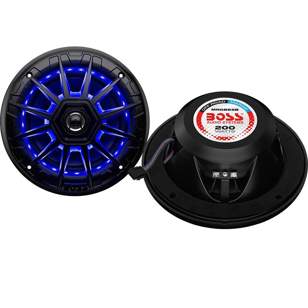 Boss Audio MRGB65B 6.5" 2-Way 200W Marine Full Range Speaker w/RGB LED Lights - Black - Pair [MRGB65B] - Bulluna.com