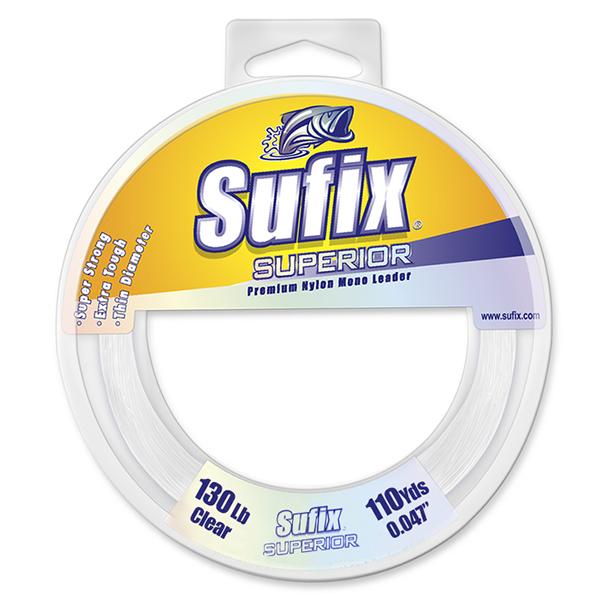 Sufix Superior Monofilament Leader - 130 Pounds 110 Yards - Clear - Bulluna.com