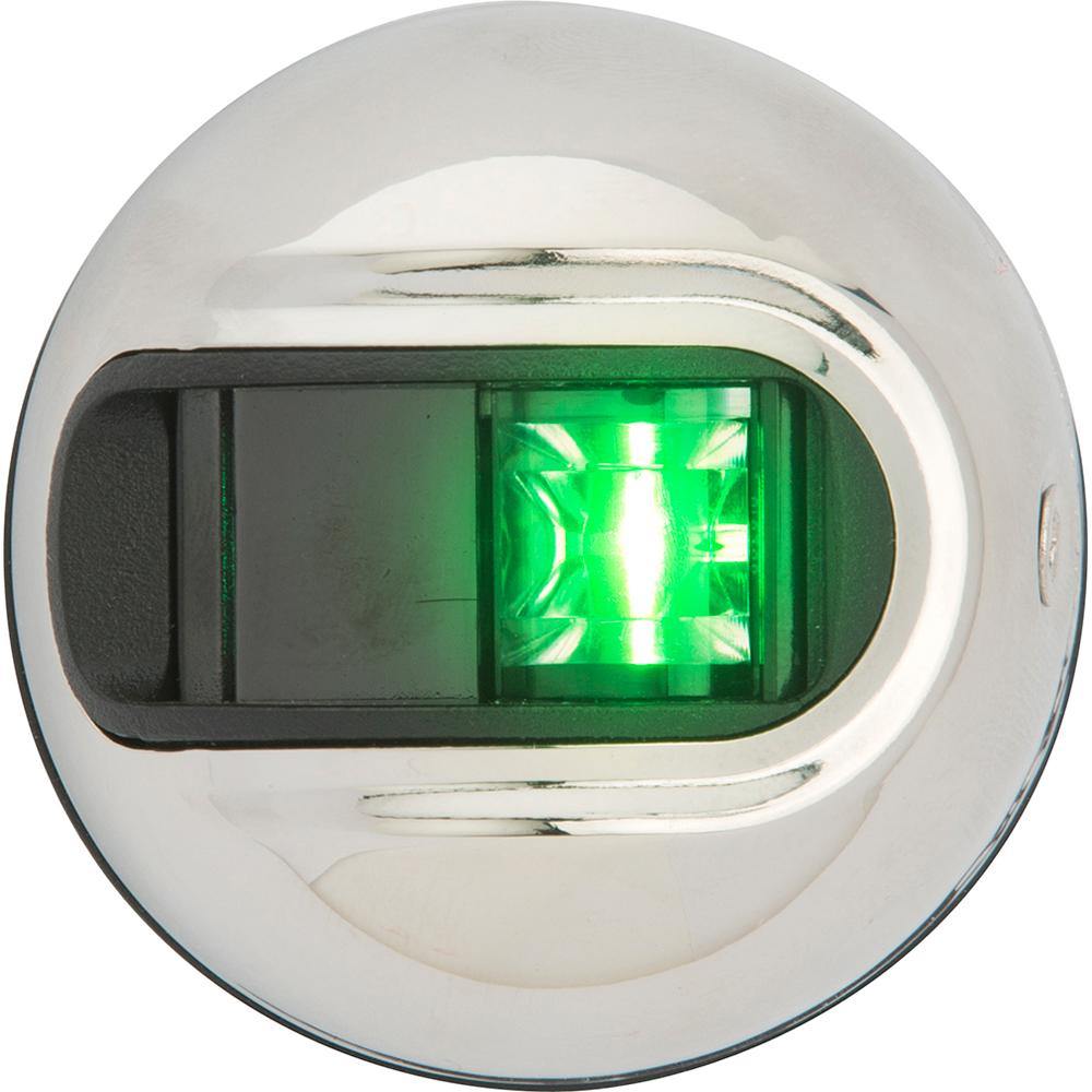 Attwood LightArmor Vertical Surface Mount Navigation Light - Starboard (Green) - Stainless Steel - 2NM [NV3012SSG-7] - Bulluna.com