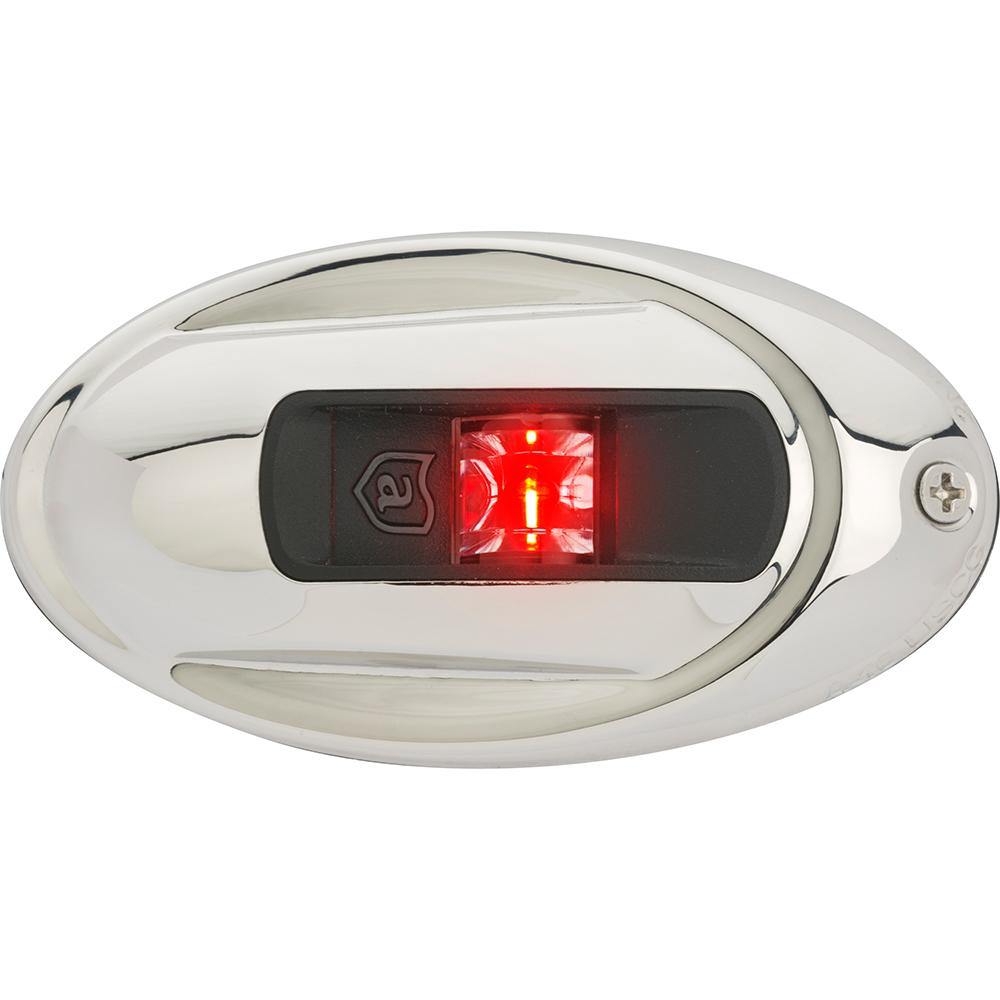 Attwood LightArmor Vertical Surface Mount Navigation Light - Oval - Port (red) - Stainless Steel - 2NM [NV4012SSR-7] - Bulluna.com