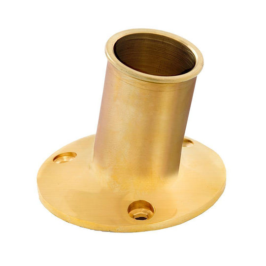 Whitecap Top-Mounted Flag Pole Socket Polished Brass - 1" ID [S-5002B] - Bulluna.com