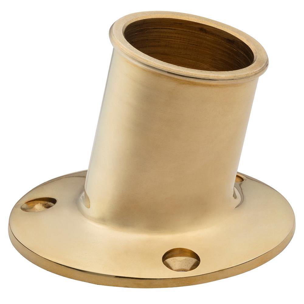 Whitecap Top-Mounted Flag Pole Socket - Polished Brass - 1-1/4" ID [S-5003B] - Bulluna.com