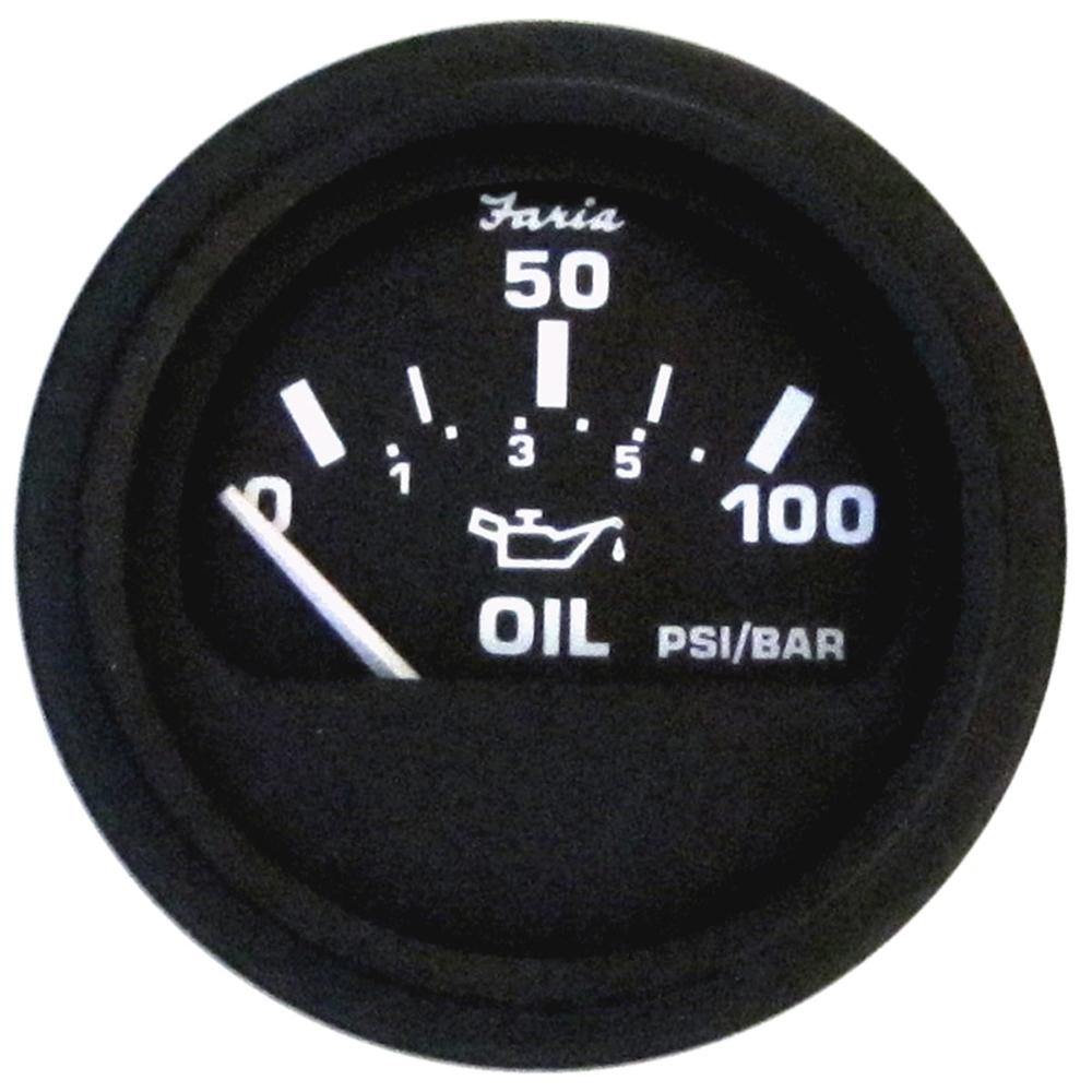 Faria Euro Black 2" Oil Pressure Gauge (100 PSI) [12845] - Bulluna.com