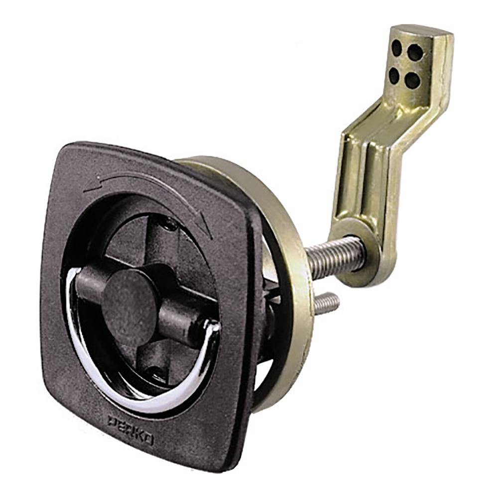 Perko Flush Latch - Non-Locking - 2.5" x 2.5" w/Offset Cam Bar  Flexible Polymer Strike [0932DP1BLK] - Bulluna.com