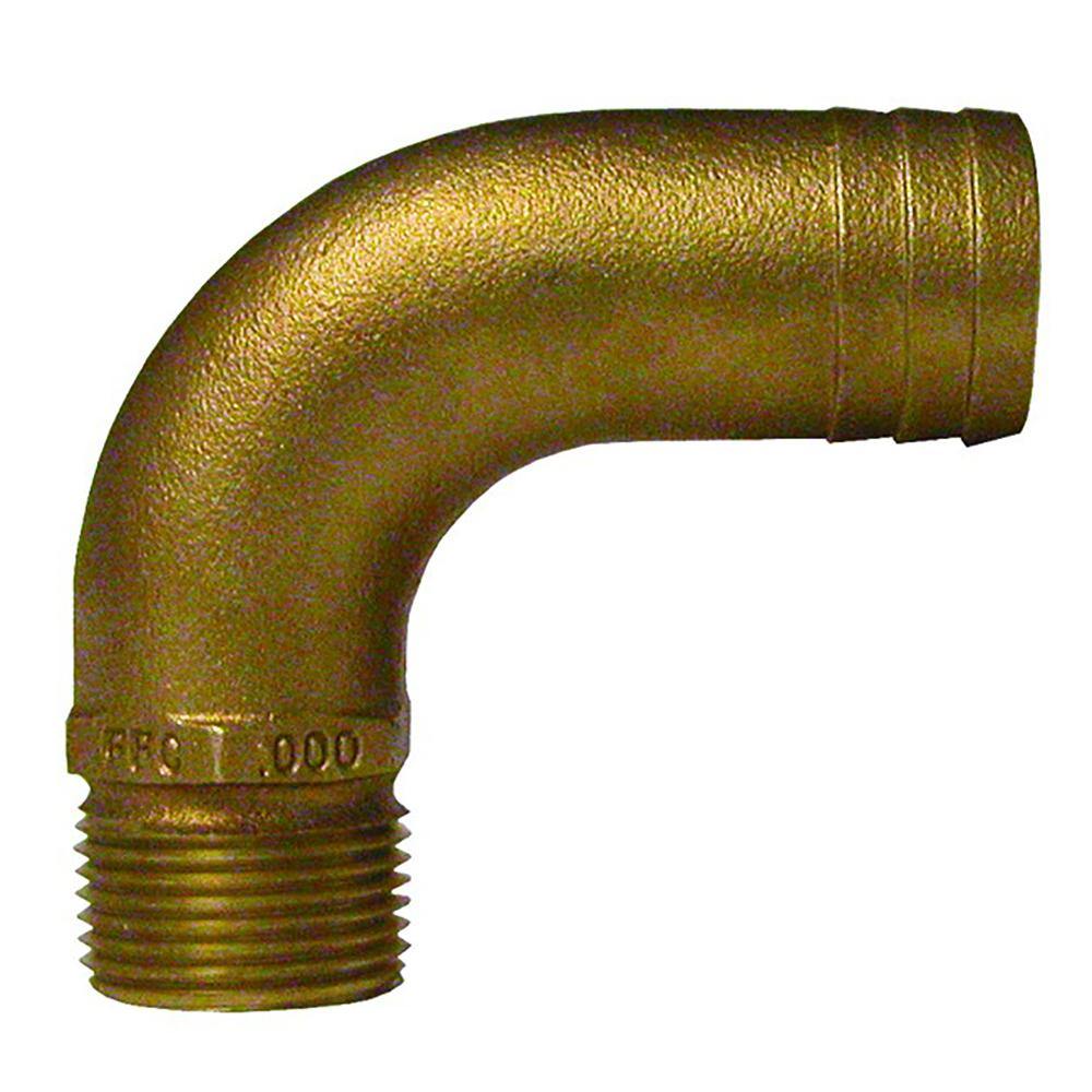 GROCO 3/4" NPT x 1" ID Bronze Full Flow 90 Elbow Pipe to Hose Fitting [FFC-750] - Bulluna.com