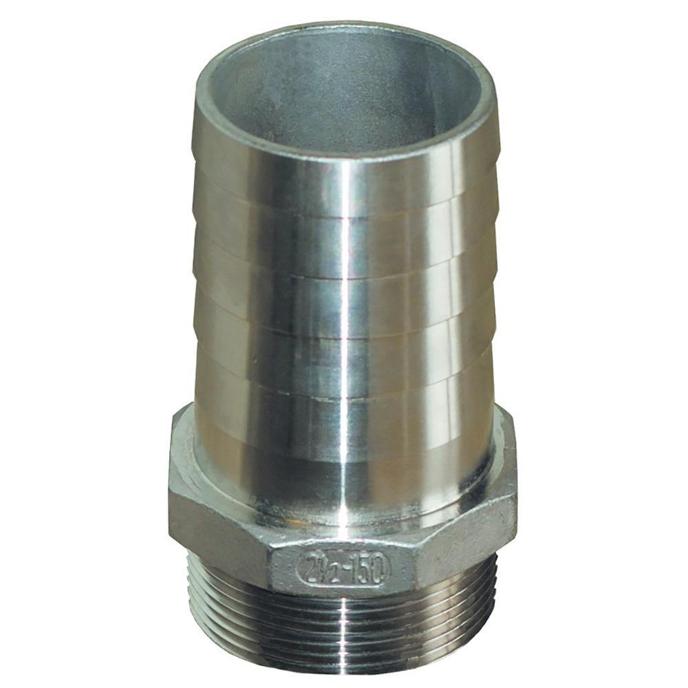 GROCO 1" NPT x 1" ID Stainless Steel Pipe to Hose Straight Fitting [PTH-1000-S] - Bulluna.com