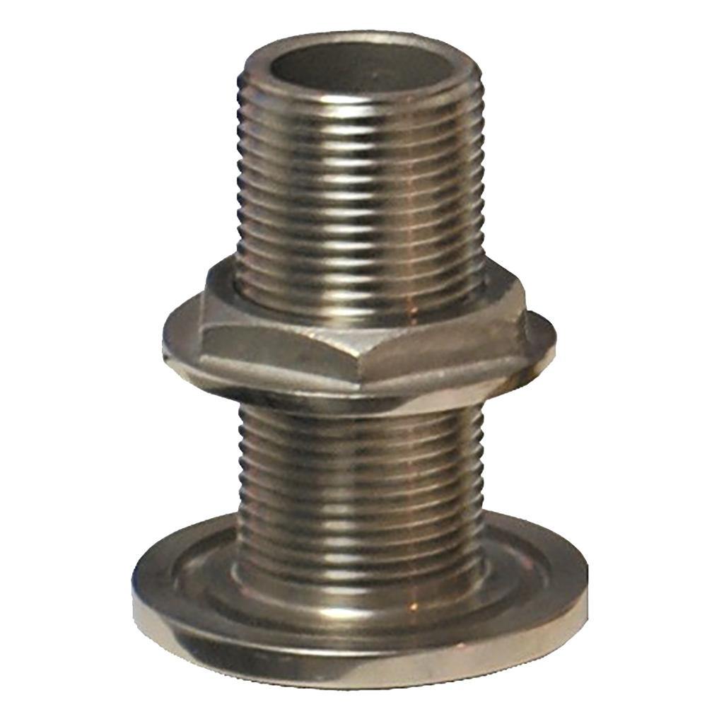 GROCO 1/2" NPS NPT Combo Stainless Steel Thru-Hull Fitting w/Nut [TH-500-WS] - Bulluna.com