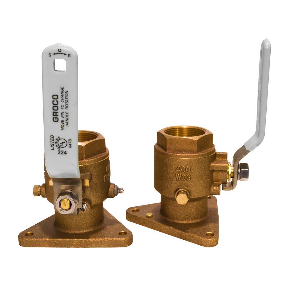 GROCO 1" Bronze Tri-Flanged Ball Valve/Seacock [FBV-1000] - Bulluna.com