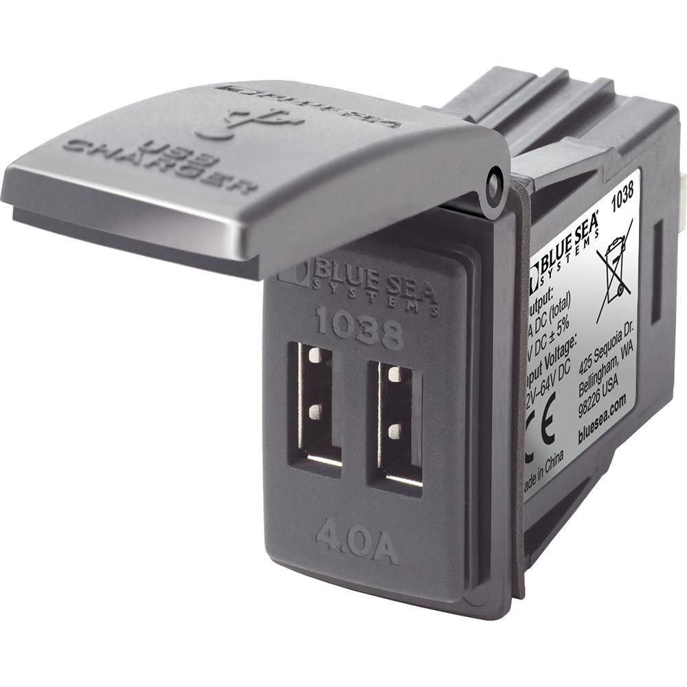 Blue Sea 1038 48V Dual USB Charger Contura Switch Mount [1038] - Bulluna.com